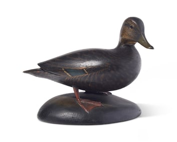 Anthony Elmer Crowell (1862-1951), A Painted and Carved Standing 2/3 Size Black Duck