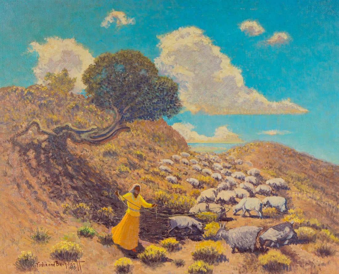 Ferdinand Burgdorff (American, 1881-1975) Navajo Shepherdess, Kayenta, Arizona, 1955 (1 of 5)