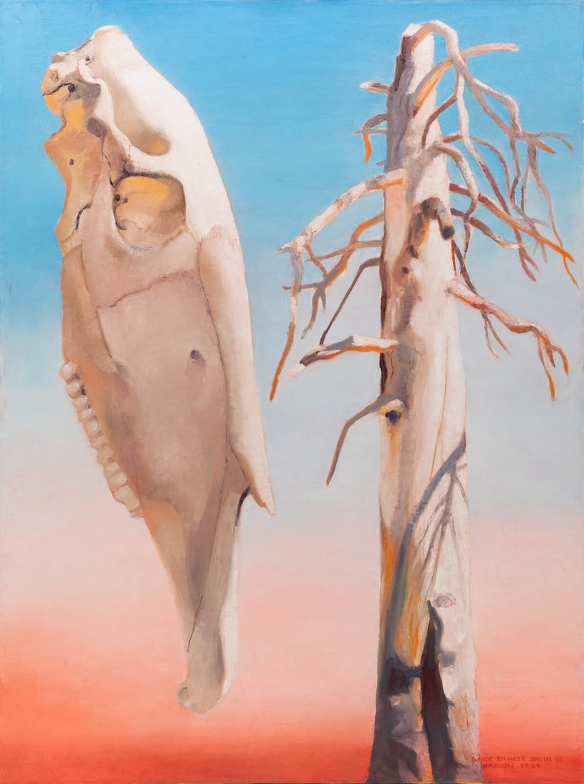 Gary Ernest Smith (American, b. 1942) Wild Horse Skull with Dead Snag, 1989 (1 of 3)