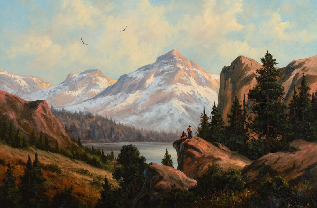 Heinie Hartwig (American, b. 1937) Mountain Top: Heinie Hartwig (American, b. 1937) Mountain Top oil on Masonite signed Heinie Hartwig (lower right) 20 x 30 inches. This lot is located in Cincinnati. Provenance: Alderfer Auction, Hatfield, Sale of S