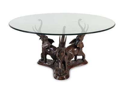 A Contemporary Elephant-Form Table : A Contemporary Elephant-Form Table 20th Century having a glass top. Height 30 x diameter 60 inches. Property from a Private Illinois Collector This lot is located in Chicago. 