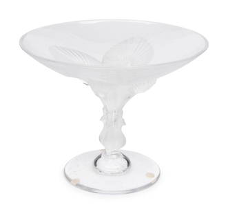 A Lalique Virginia Compote: A Lalique Virginia Compote marked 'Lalique France' to underside of foot. Height 6 3/4 x diameter 8 1/2 inches. Property from the Collection of Eileen and Richard Schilling, Rockford, Illinois This