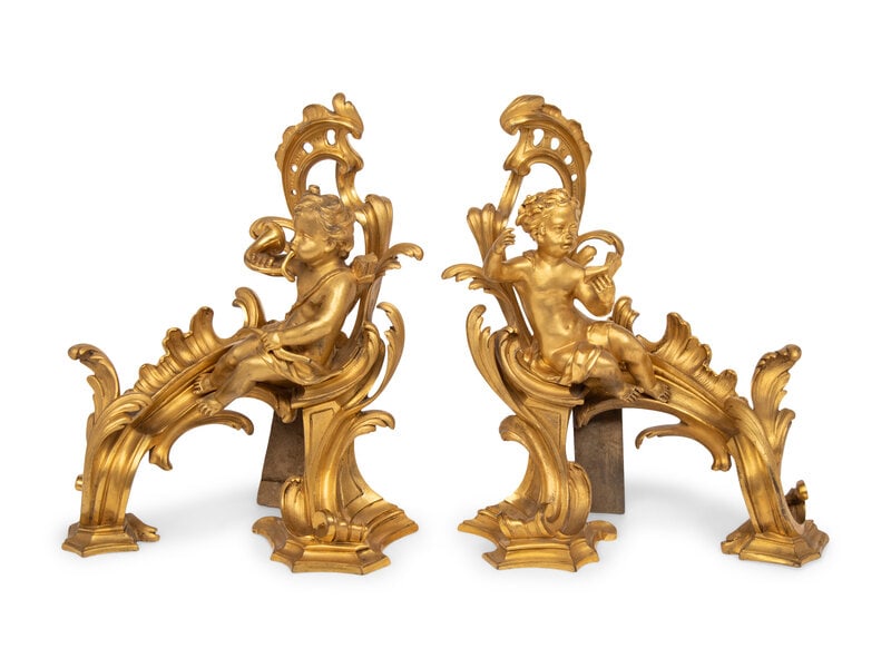A Pair of Louis XV Style Gilt-Bronze Chenets (1 of 2)