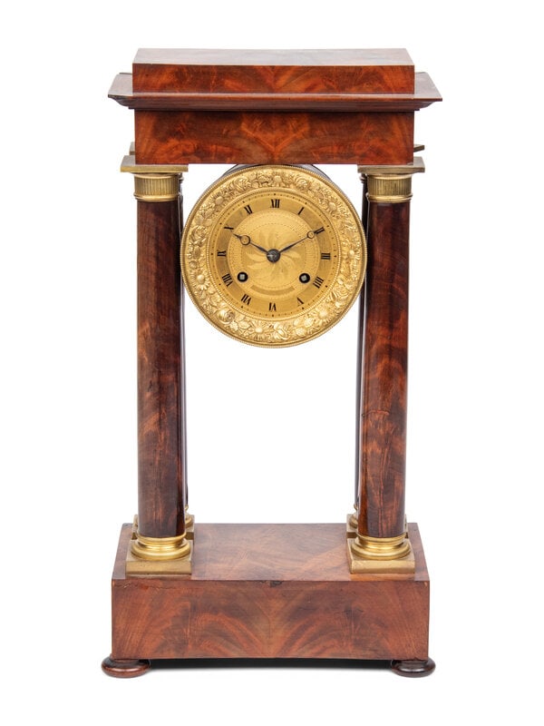 A Charles X Gilt Bronze Mounted Mahogany Portico Clock (1 of 2)