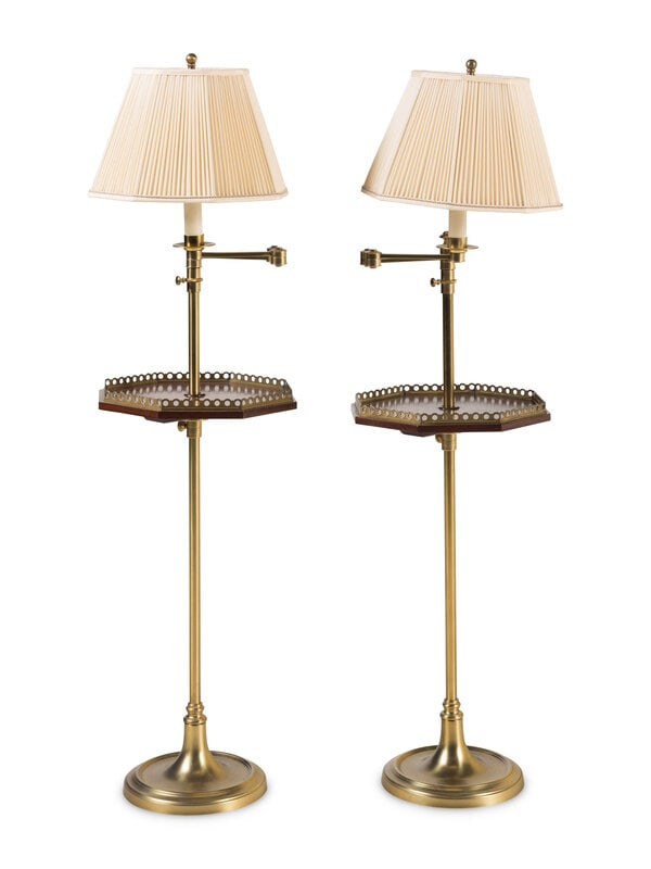 A Pair of Brass and Mahogany Lamp Tables (1 of 2)