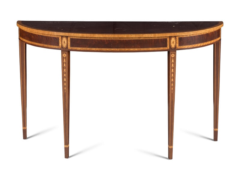 A George III Style Mahogany and Marquetry Console Table (1 of 3)