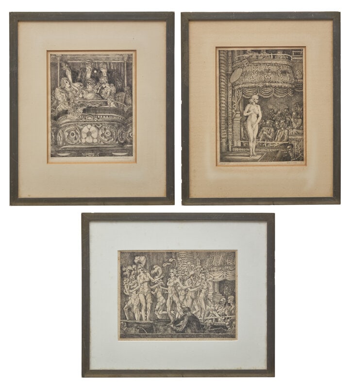 Reginald Marsh
(American, 1898-1954)
Box at the Metropolitan, 1934; Striptease at New Gotham, 1935;  (1 of 4)