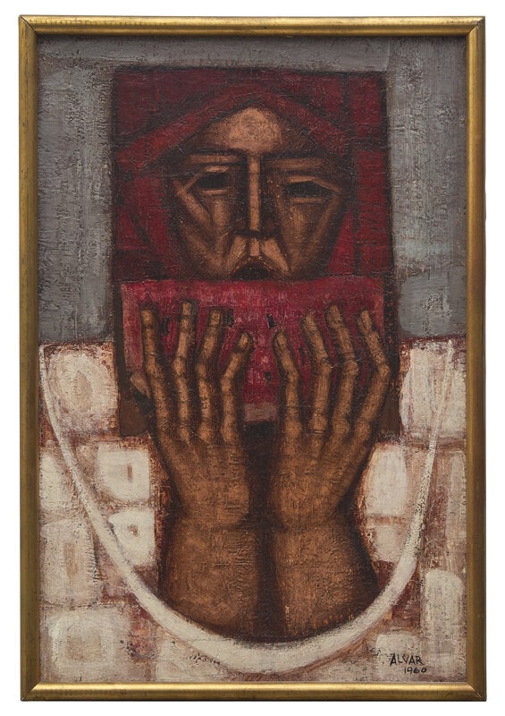 Alvar Suñol (Spanish, b. 1935) Watermelon Eater, 1960: Alvar Suñol (Spanish, b. 1935) Watermelon Eater, 1960 oil on canvas signed ALVAR and dated (lower right); signed and dated again (verso) 32 x 21 1/2 inches. Property from the Co