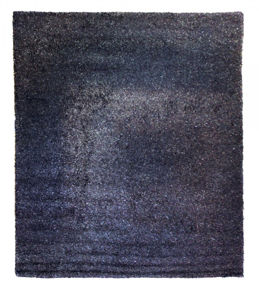 A Gallop Tweed Leather Rug, Flitterman, 13 feet 8 inche: A Gallop Tweed Leather Rug, Flitterman, of black dyed leather, after a design by Jack Lenor Larsen. 13 feet 8 inches x 12 feet.