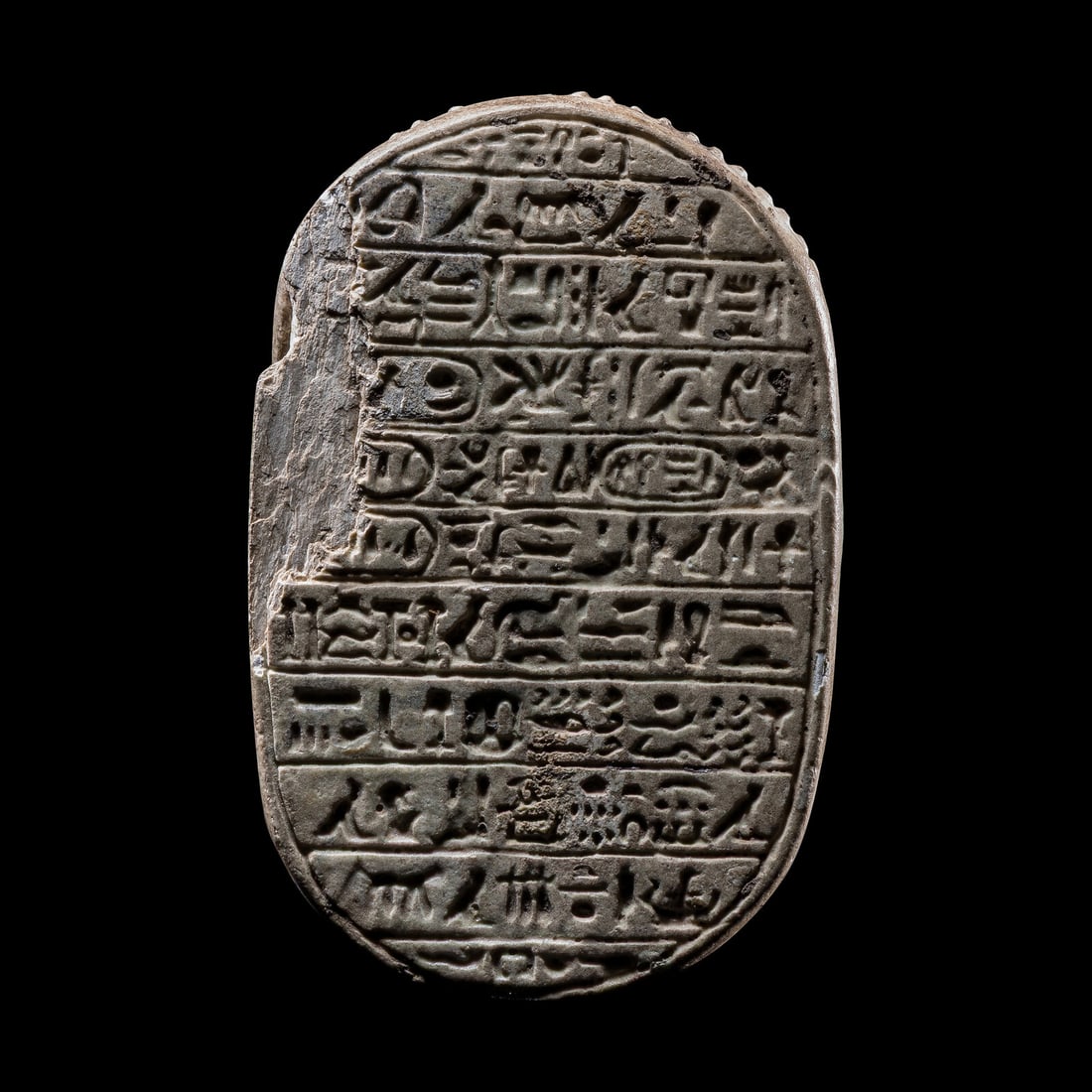 An Egyptian Steatite Base of a Commemorative Scarab of Amenhotep III