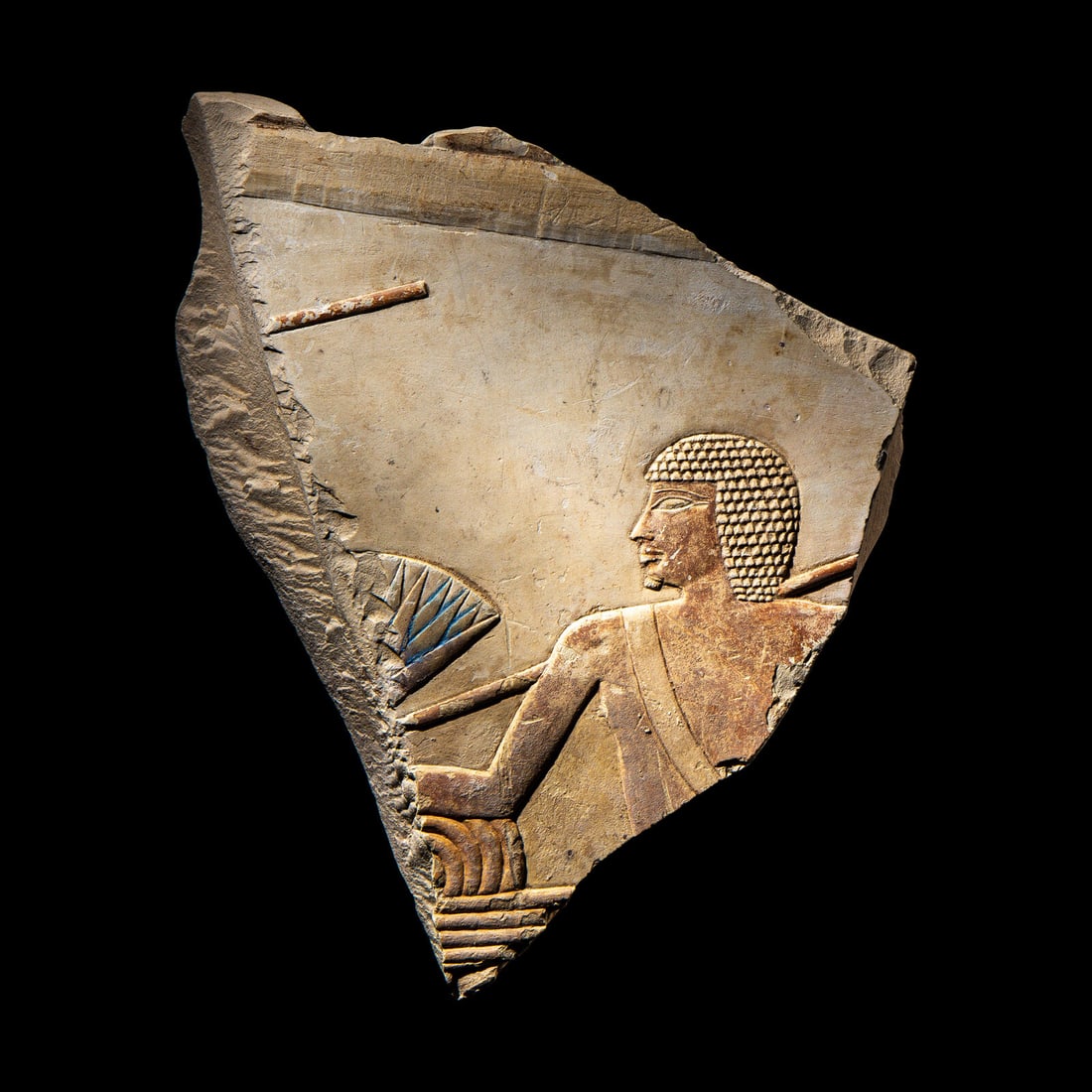 An Egyptian Painted Limestone Relief Fragment (1 of 5)
