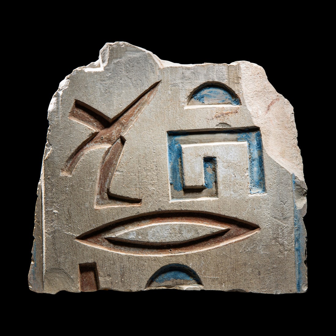 An Egyptian Painted Limestone Relief Fragment (1 of 4)