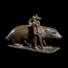 An Egyptian Bronze Anubis and Ichneumon