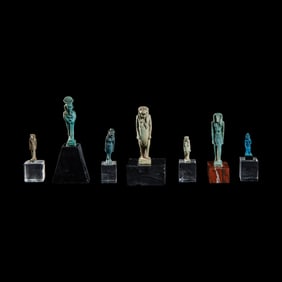 Seven Egyptian Faience Amulets