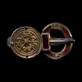 A Merovingian Gilt-Silver and Garnet Belt Buckle