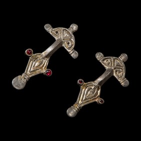 A Pair of Ostrogothic Silver and Garnet Fibulae