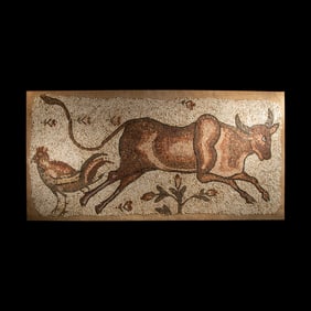 A Late Roman or Byzantine Mosaic with a Cow and Chicken