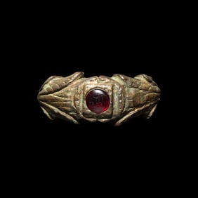 A Roman Gilt-Bronze and Garnet Ring