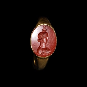 A Roman Gold and Jasper Ring with Isis-Aphrodite