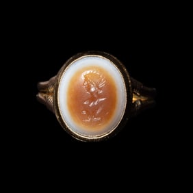 A Roman Agate Intaglio with Helios and a Griffin