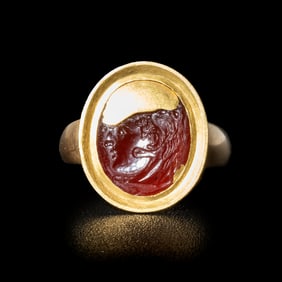 A Roman Carnelian Fragmentary Intaglio with Alexander the Great as Hercules