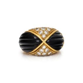 MAUBOUSSIN, FRENCH, BLACK ONYX AND DIAMOND RING
