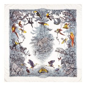 HERMÈS, PRINTED SILK SHAWL 140