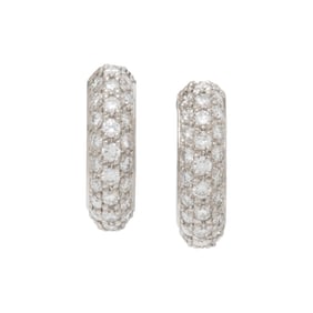 CARTIER, DIAMOND AND PLATINUM HUGGIE HOOP EARRINGS