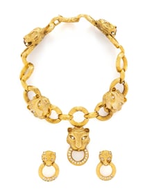 DIAMOND AND YELLOW GOLD FELINE DOOR KNOCKER SUITE