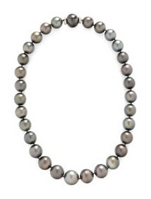 CULTURED GRAY PEARL AND DIAMOND NECKLACE