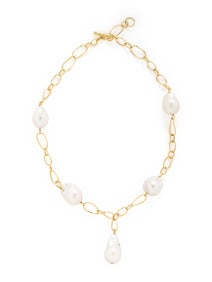 YELLOW GOLD AND BAROQUE CULTURED PEARL NECKLACE