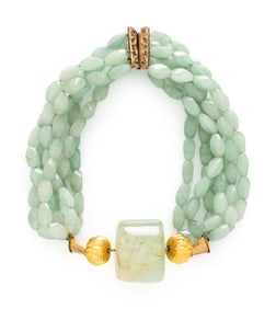 TONY DUQUETTE, AVENTURINE QUARTZ AND BERYL BEADED NECKLACE
