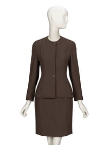 CHANEL, MUTED OLIVE SKIRT SUIT