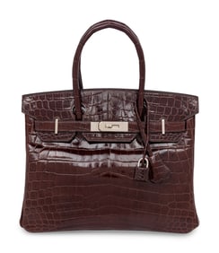 HERMÈS, BIRKIN 30 IN SHINY BROWN CROCODILE