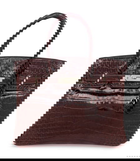 HERMÈS, BIRKIN 30 IN SHINY BROWN CROCODILE