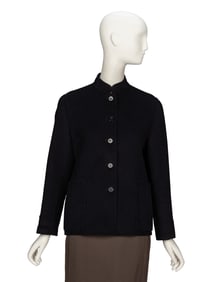 PRADA, BLACK DOUBLE-FACED JACKET