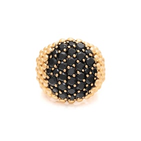 PASQUALE BRUNI, YELLOW GOLD AND BLACK DIAMOND BOMBÉ RING