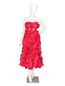 ALEXANDER MCQUEEN, TAFFETA RUFFLE DRESS