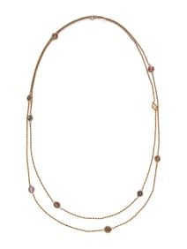 YELLOW GOLD AND MULTIGEM STATION NECKLACE