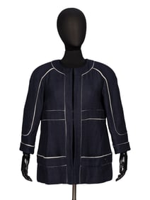 CHANEL, NAVY SILK TWEED JACKET