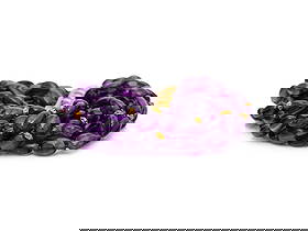 ITALIAN, AMETHYST AND YELLOW GOLD BEADED TORSADE BRACELET: ITALIAN, AMETHYST AND YELLOW GOLD BEADED TORSADE BRACELET Ten strands of amethyst beads measuring approximately 8.50 x 6.50 mm. 18 karat yellow gold. 6 5/8 inches long. Stamp: 750 (Italian hallmarks).