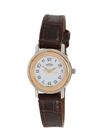 HERMÈS, STAINLESS STEEL 'CLIPPER' WATCH