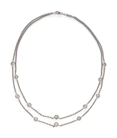 DIAMOND AND WHITE GOLD STATION NECKLACE