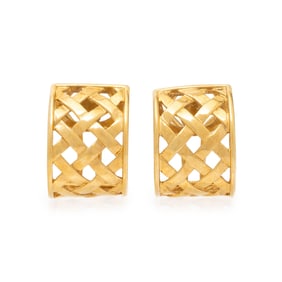 YELLOW GOLD BASKET WEAVE EARRINGS