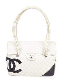 CHANEL, LARGE TWO-TONE LIGNE CAMBON BAG