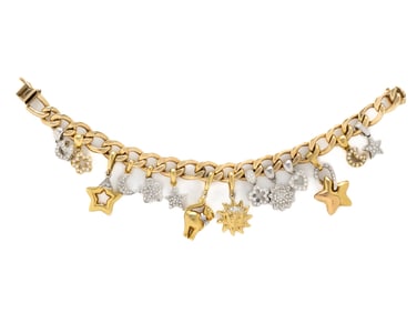 GOLD AND DIAMOND CHARM BRACELET