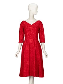 SCAASI, RED LACE DRESS