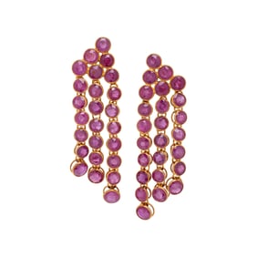 RUBY AND YELLOW GOLD FRINGE EARRINGS