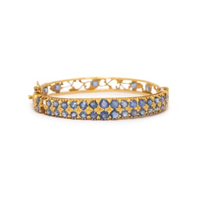 SAPPHIRE AND YELLOW GOLD BANGLE BRACELET