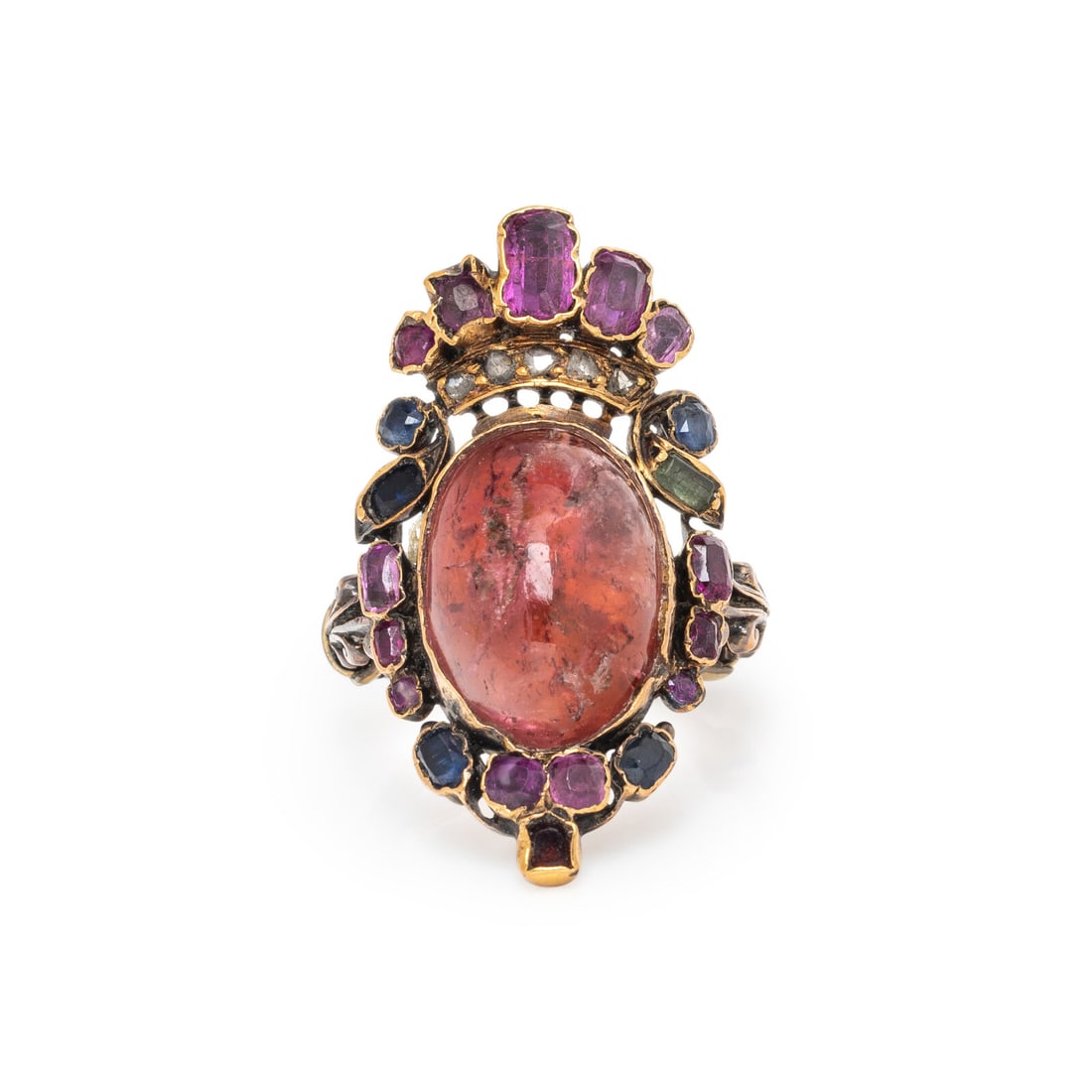 VICTORIAN, TOURMALINE AND MULTIGEM CROWN RING (1 of 3)